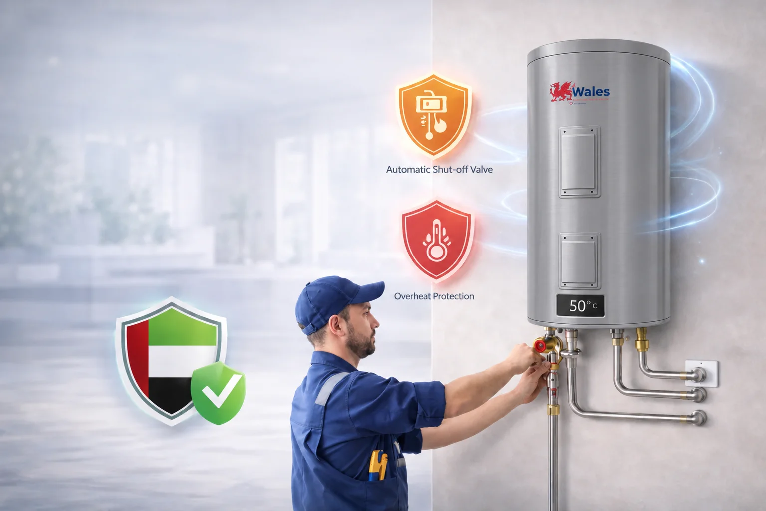 Professional water heater installation in the UAE